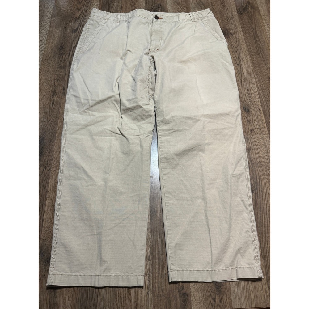 LL Bean Pants Mens Size 42 Beige Khaki Straight Leg Chino Cotton Canvas